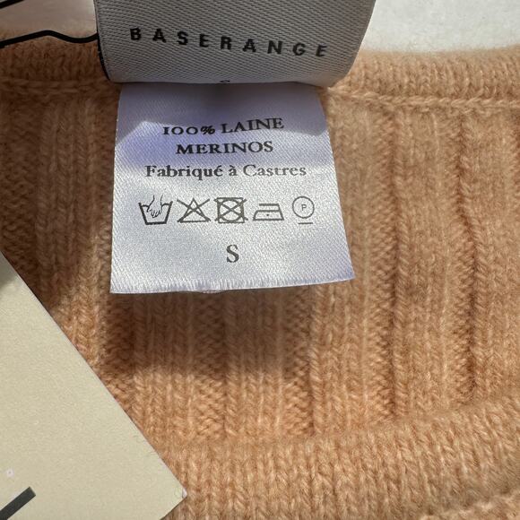 Baserange Simin Ribbed Merino Wool Sweater Tee Size Small NWT $125 Beige Rose - Picture 8 of 16